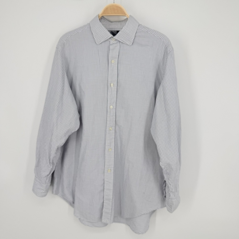 Polo Ralph Lauren Philip Shirt Mens 16.5 32/33 Blue White Check Excellent Cotton